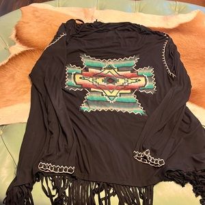 Aztec tee with fringe